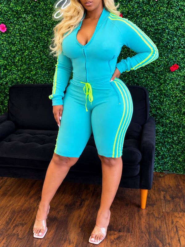 Side-Stripe Jacket & Capri Pants Set