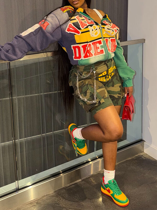 Printed Zip-Front Hoodie