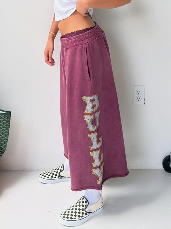 Letter Print Cropped Sweatpants