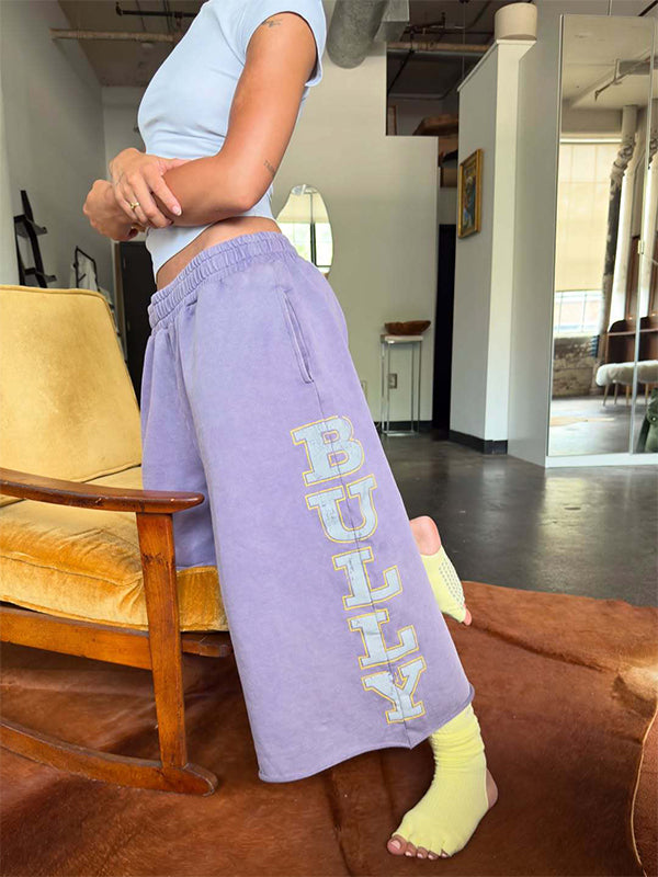 Letter Print Cropped Sweatpants