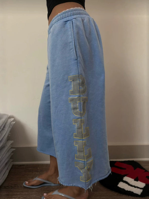 Letter Print Cropped Sweatpants