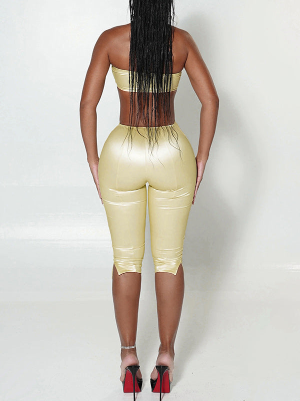 Metallic Tube Top & Capri Pants Set