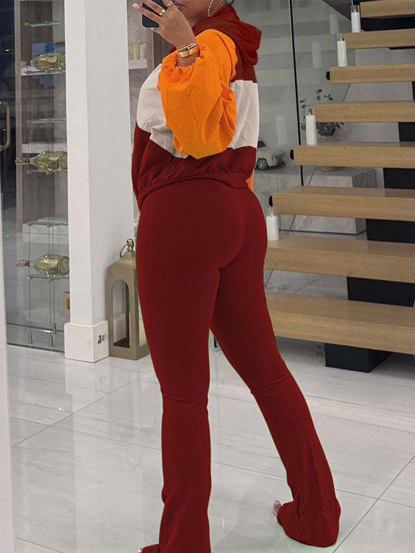 Colorblock Zip-Front Hoodie & Pants Set