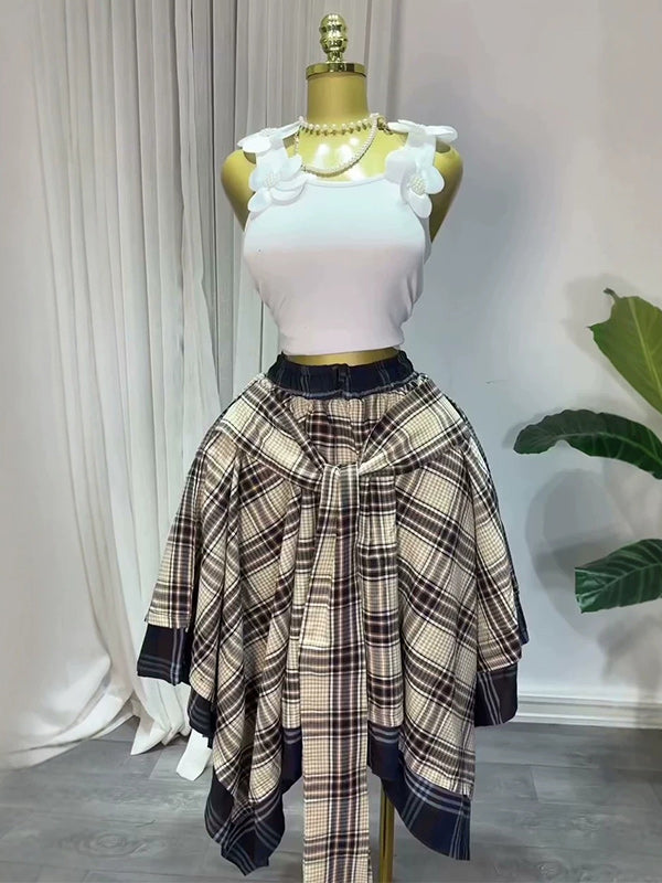 Plaid Tied Skirt