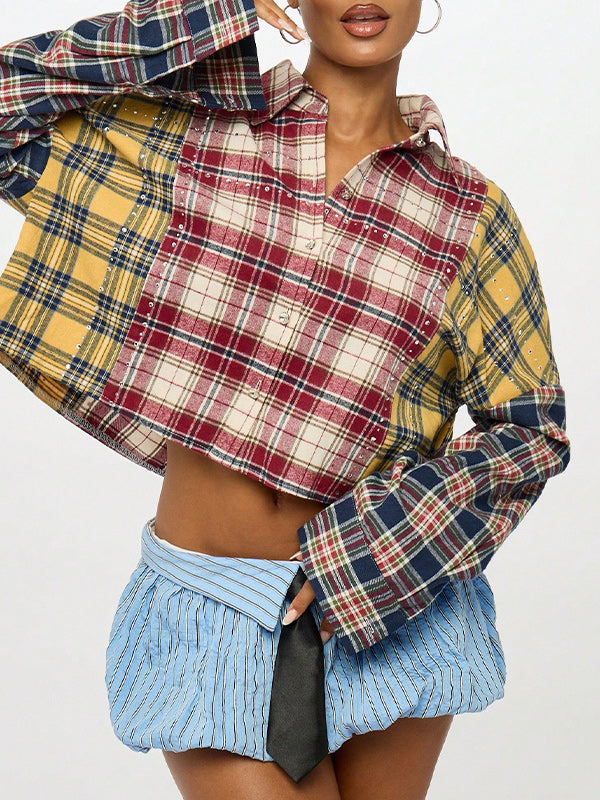 Plaid Combo Studded Shirt