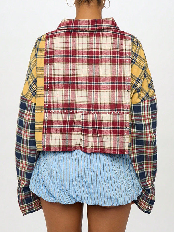 Plaid Combo Studded Shirt