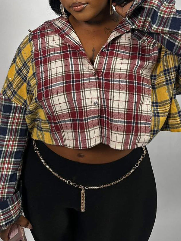 Plaid Combo Studded Shirt
