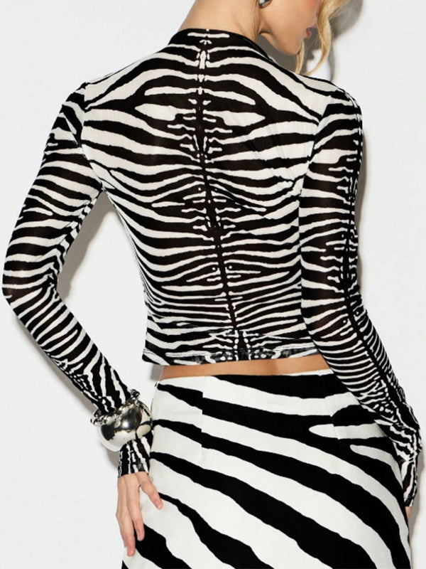 Zebra-Print Sheer Tee