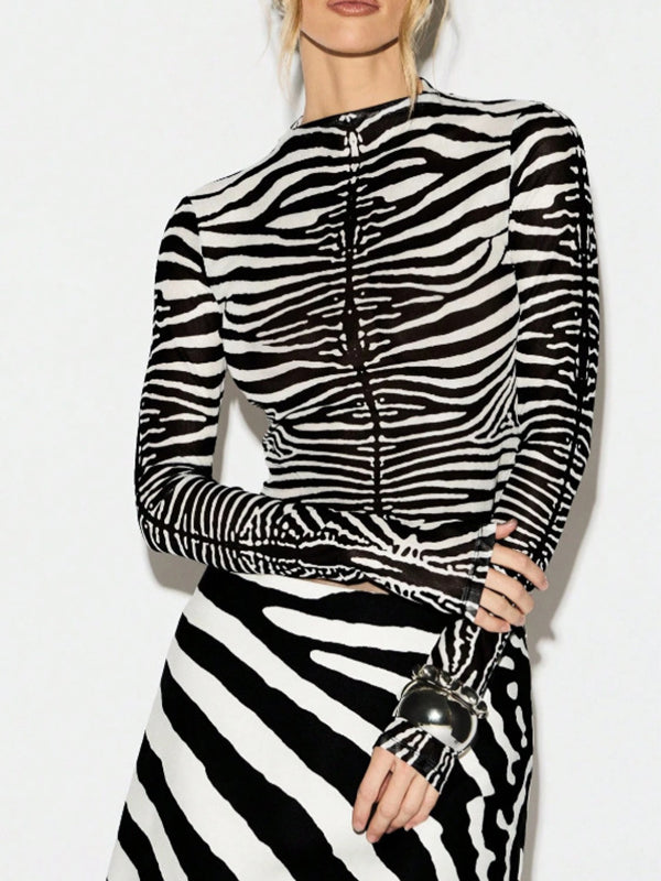 Zebra-Print Sheer Tee