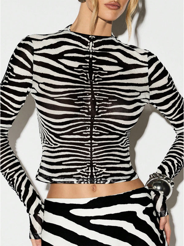 Zebra-Print Sheer Tee