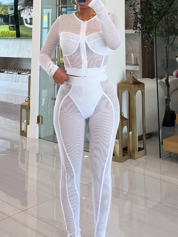 Mesh Zip Top & Pants Set