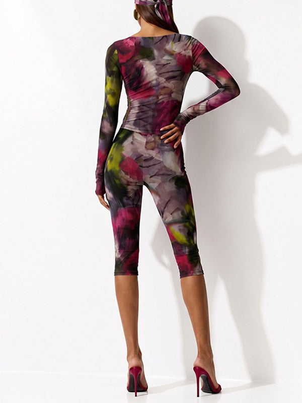 Printed Tee & Capri Pants Set