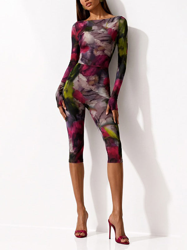 Printed Tee & Capri Pants Set