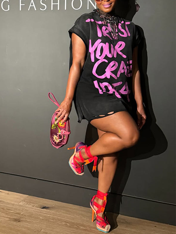 Letter-Print Wash Tee
