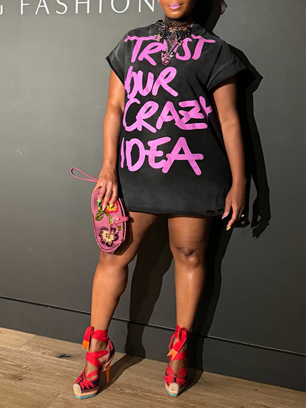 Letter-Print Wash Tee