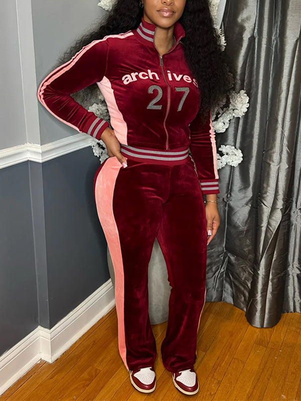 Velvet Contrast Jacket & Pants Set
