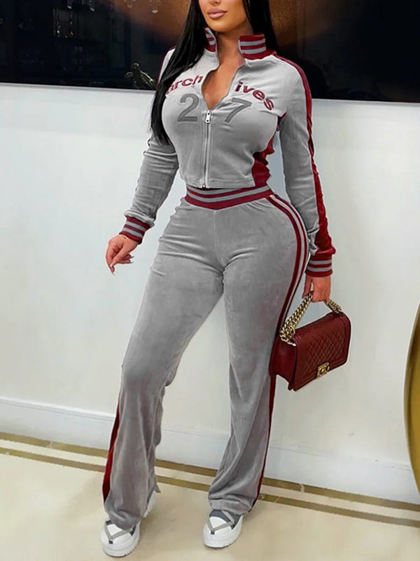 Velvet Contrast Jacket & Pants Set