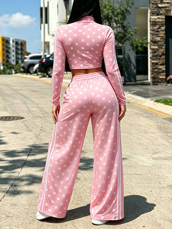 Dot Side-Stripe Top & Pants Set