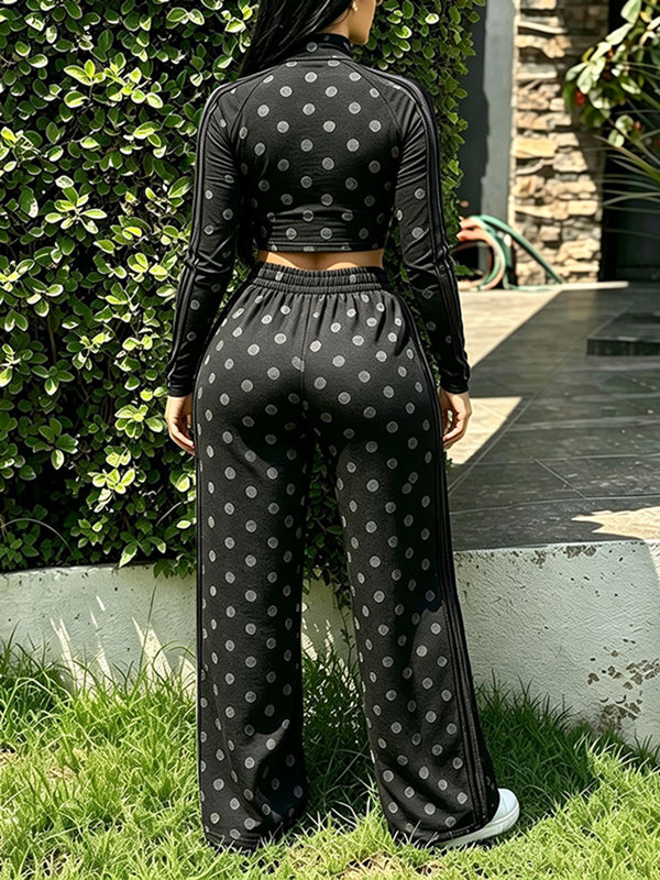 Dot Side-Stripe Top & Pants Set