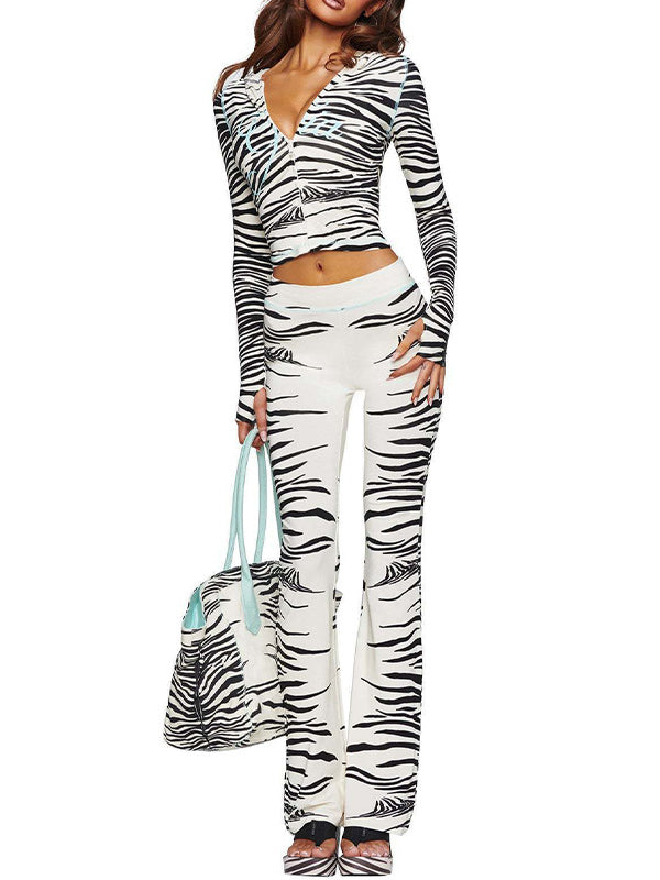 Printed Zip-Front Hoodie & Pants Set