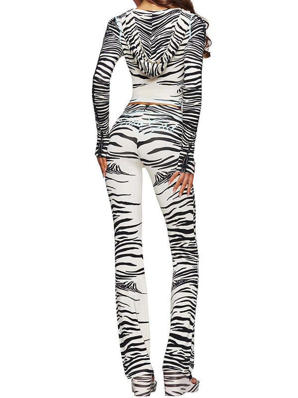 Printed Zip-Front Hoodie & Pants Set