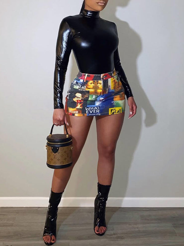 Metallic Mock-Neck Top