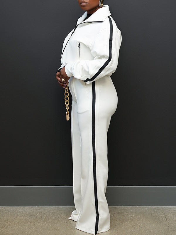 Side-Stripe Zip-Front Jacket & Pants Set