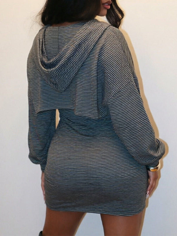 Stripe Cami Dress & Zip-Front Hoodie Set