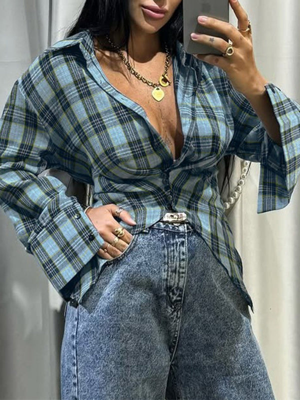 Plaid Tied-Back Shirt