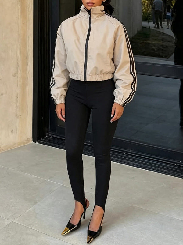Side-Stripe Zip-Front Jacket