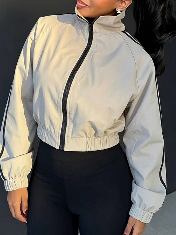 Side-Stripe Zip-Front Jacket