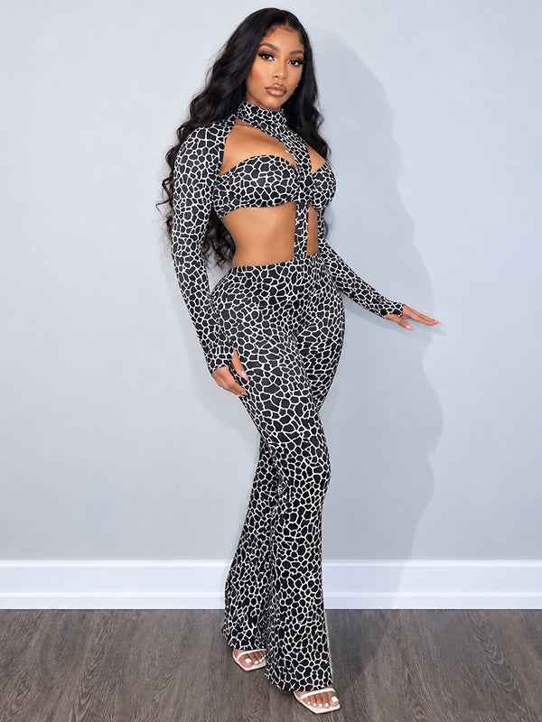 Printed Cutout Skinny Jumpsuit