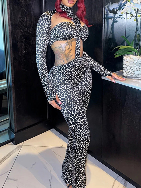 Printed Cutout Skinny Jumpsuit