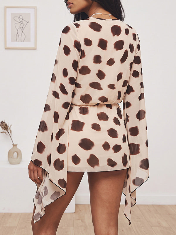 Dot Cowl-Neck Bodycon Dress
