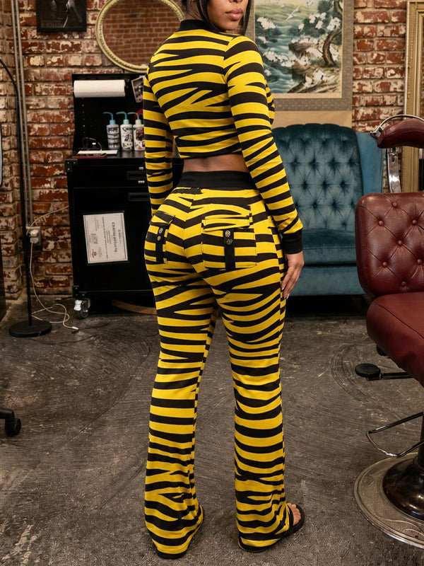 Printed Zip-Front Jacket & Pant Set