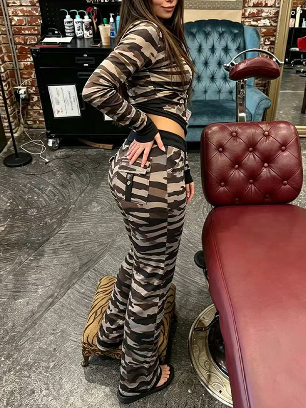 Printed Zip-Front Jacket & Pant Set