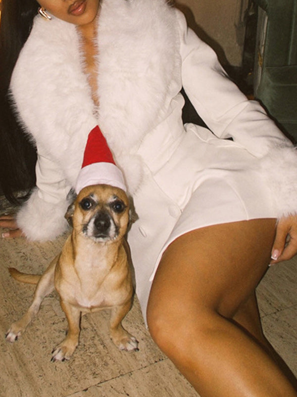 Faux-Fur Combo Blazer Dress