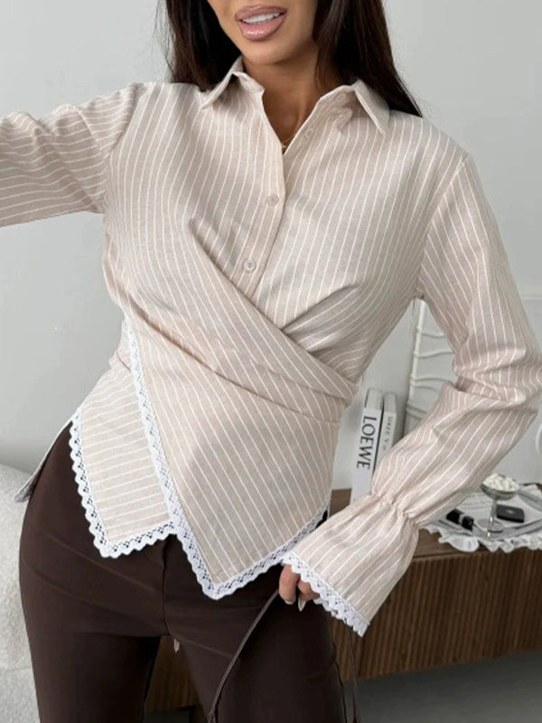 Stripe Cross Tied Shirt