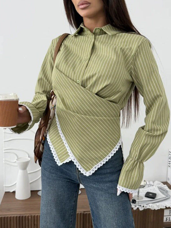 Stripe Cross Tied Shirt