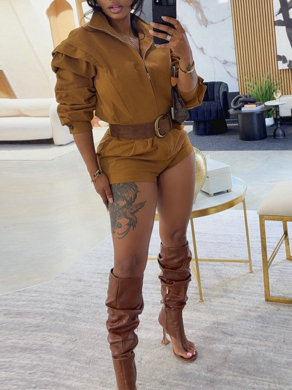 Zip Front Utility Romper