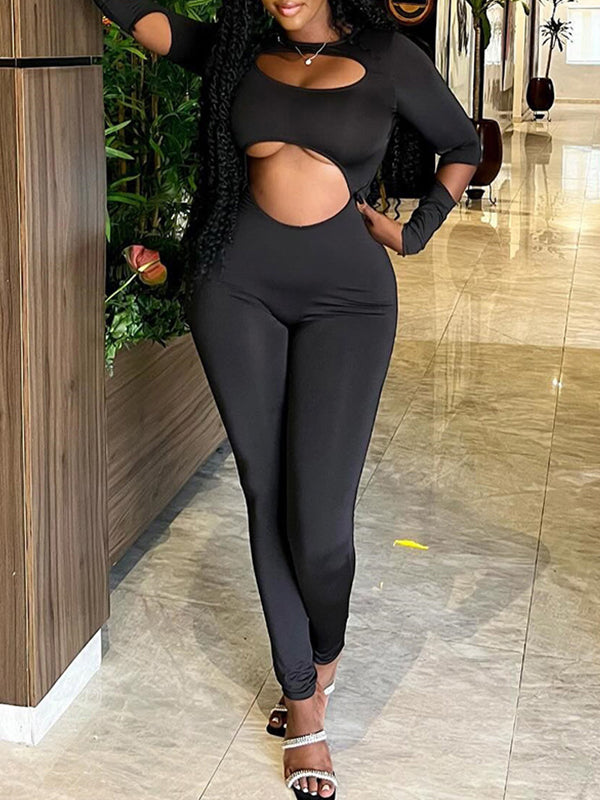 Solid Cutout Skinny Jumpsuit