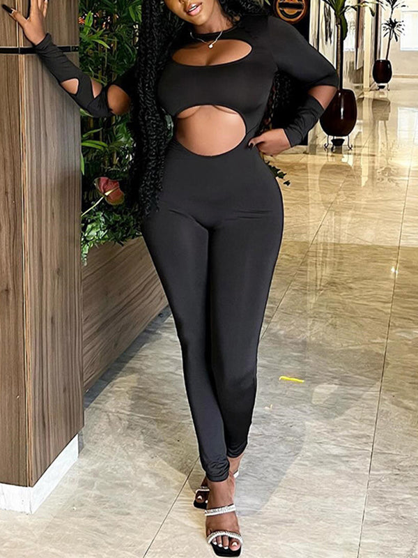 Solid Cutout Skinny Jumpsuit