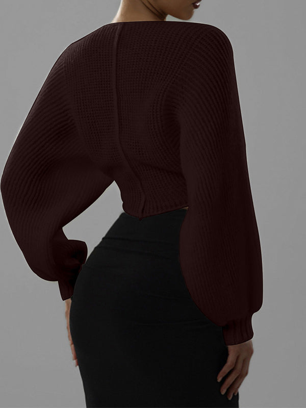 V-Neck Cropped Sweater