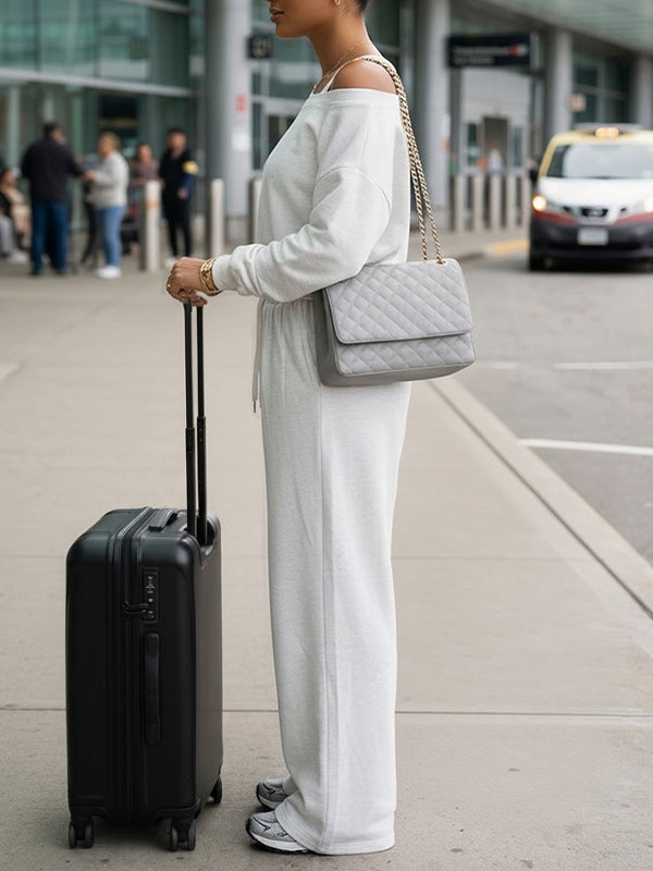 Boat-Neck Sweatshirt & Pants Set