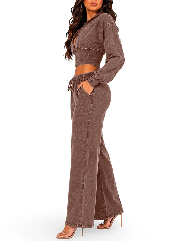 Wash Zip-Front Jacket & Pants Set