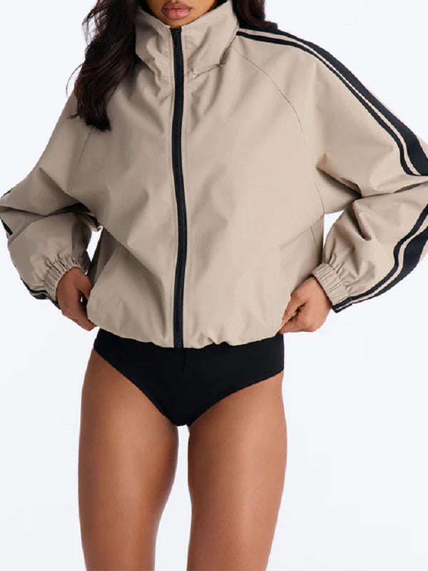 Side-Stripe Zip-Front Jacket
