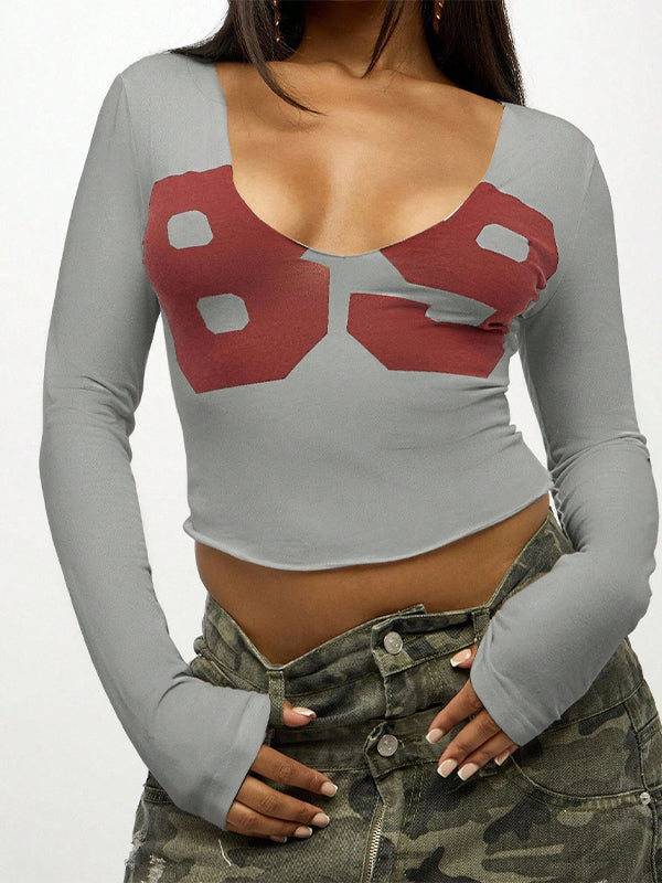 Printed V-Neck Tee
