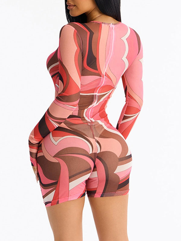 Printed Sheer Romper