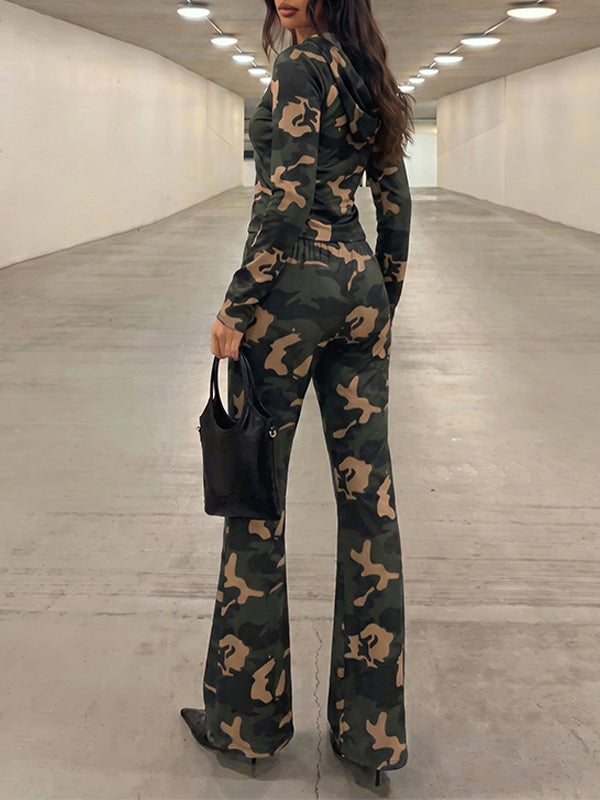 Camo Zip-Front Hoodie & Pants Set