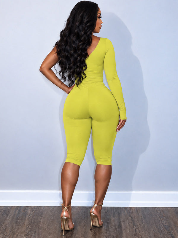 Motionkiller One-Shoulder Cutout Capri Jumpsuit